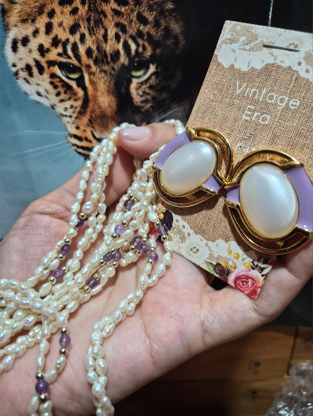 Vintage Monet Earrings And Multi-Strand Necklace with Lavender Accents
